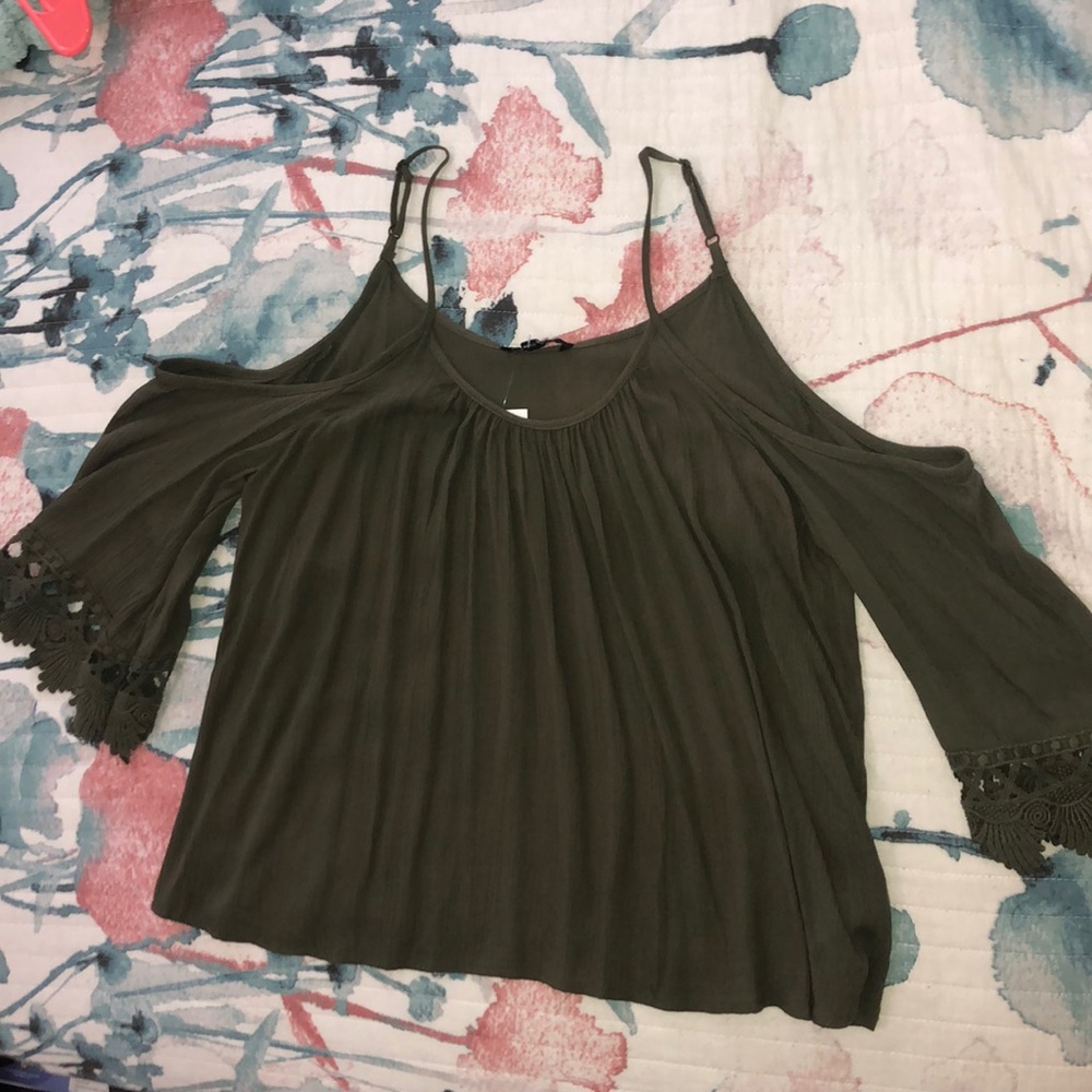 Off the shoulder olive top